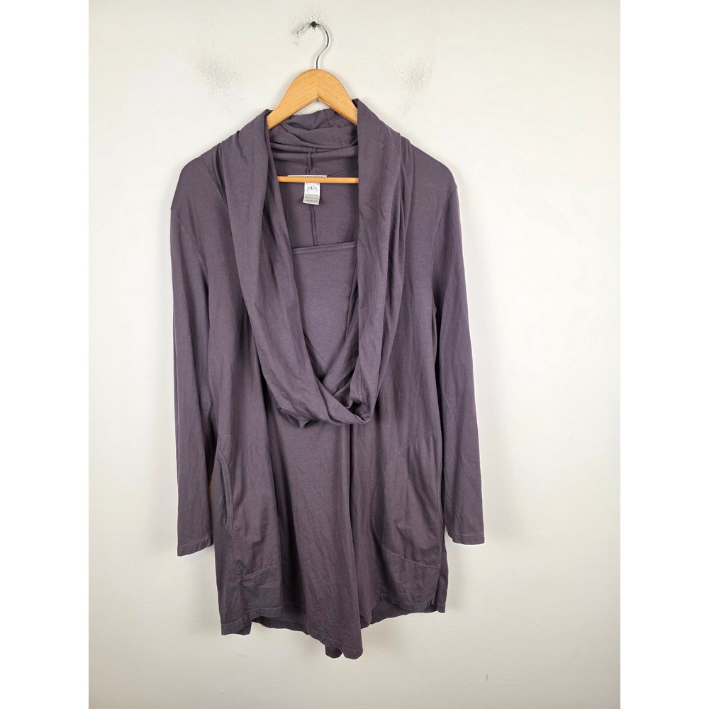 Prairie Underground Purple Organic Cotton Cowl Neck Tunic Top Pockets Large
